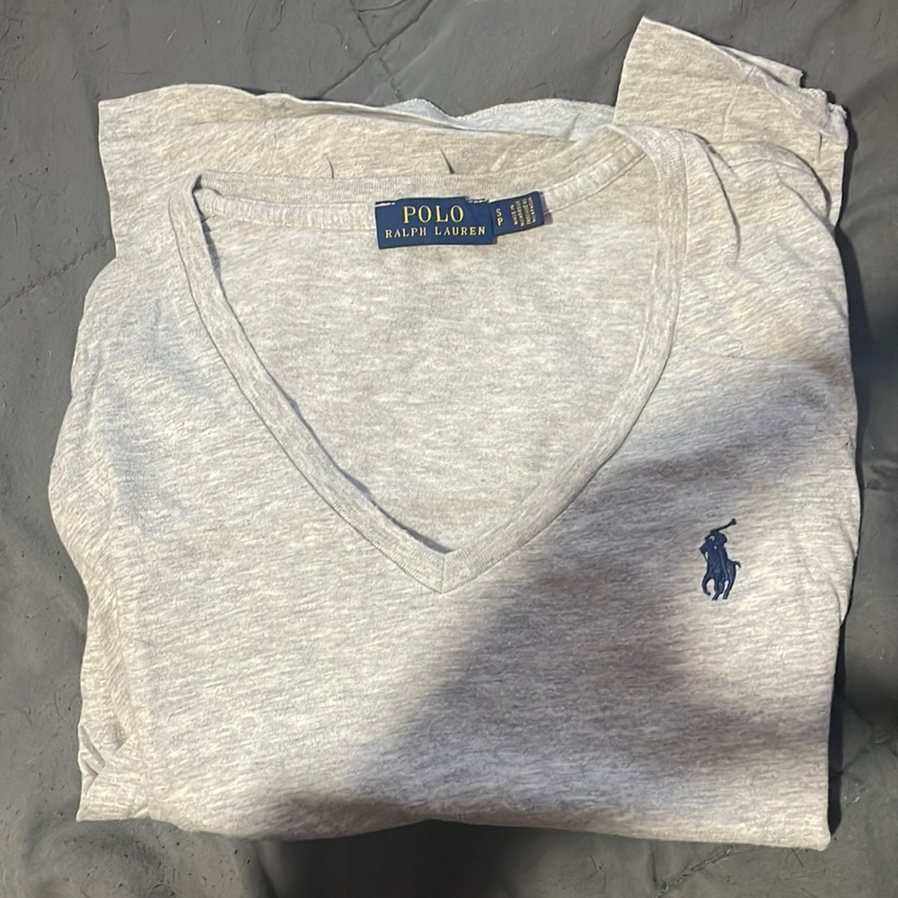 Womens Small Polo Ralph Lauren Cotton Short Sleeve T-Shirt- Gray